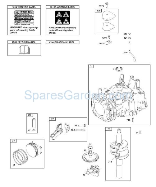 D - Camshaft, Crankshaft, Cylinder, Operator's Manual, Piston/Rings/Connecting Rod, Warning Label B&S - 12 €¦ 12Q902-0169-B1 Stihl