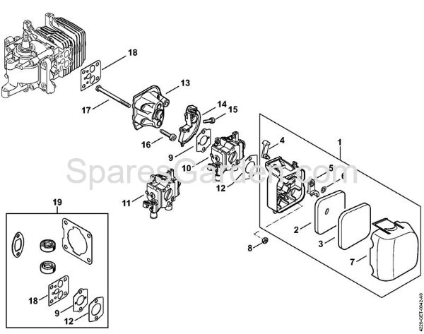 Air filter, Spacer flange 2-MIX Hedge trimmers (HS) HS 45 2-MIX Stihl
