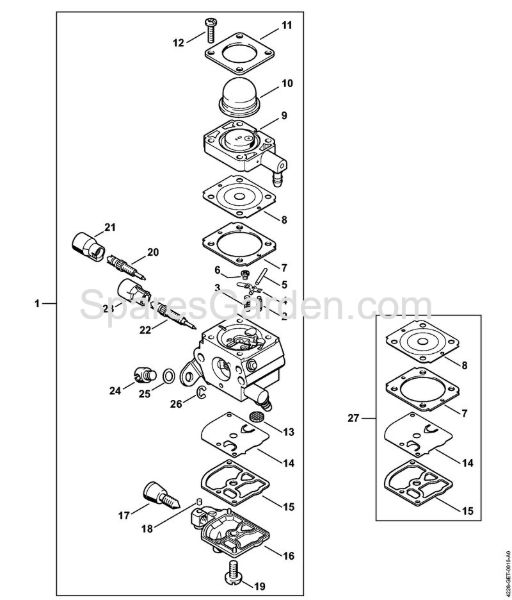 Carburetor C1Q-S278 2-MIX Hedge trimmers (HS) HS 45 2-MIX Stihl