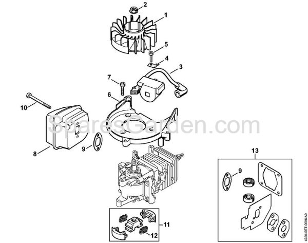 Ignition system, Muffler 2-MIX Hedge trimmers (HS) HS 45 2-MIX Stihl