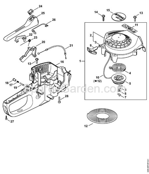 Rewind starter, Handle housing 2-MIX Hedge trimmers (HS) HS 45 2-MIX Stihl